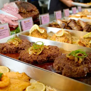 a variety of food items on display