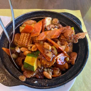 Shrimp, Chicken &amp; Beef with Hot Pot Rice