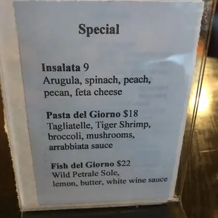 Daily specials