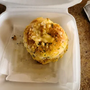 Garlic knot comes with the salad