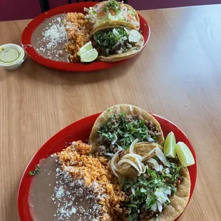taco plates with beans and rice