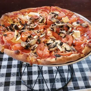 a pizza on a table