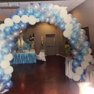 Balloon arch.. Lucas Event Center can do this in any color combo you want
