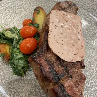 NY Steak with wine butter. Delish!!