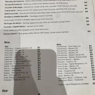 menu