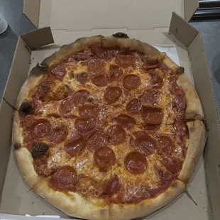 Small which really isn&apos;t that small, pepperoni pizza.