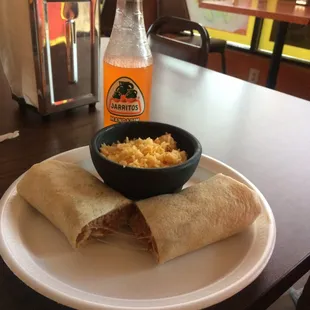 Bean and cheese burrito w/ rice