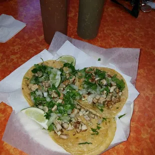 3 chicken tacos bought on 04/16/2018.  3:18 pm