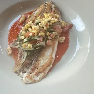 Sea Bass with corn salsa