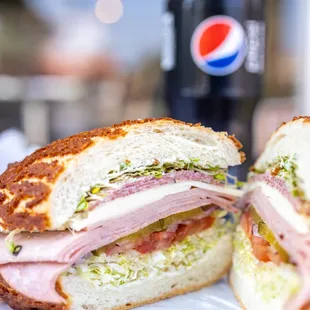 Lucca's Combo on Dutch Crunch w/ Provolone Cheese &amp; Sprouts ($8.75 + $1/cheese)