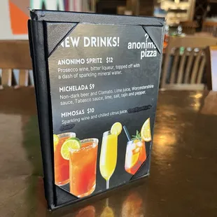 New drinks menu
