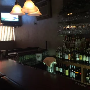 bottles of alcohol on the bar