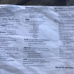 Beer Menu 1