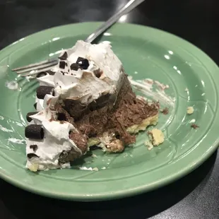 Chocolate pudding pie. I didn&apos;t get a picture until it was half eaten