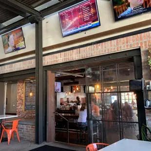 Indoor area viewed from outside.