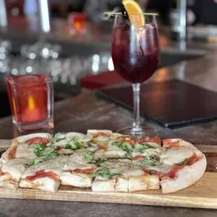 Pinsa Marcherita paired with a lovely red sangria