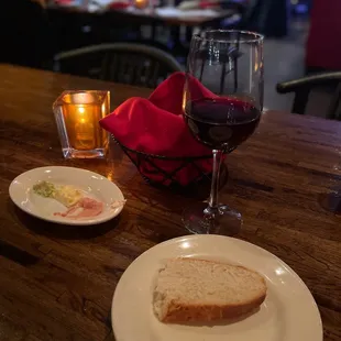 Bread with butter spread