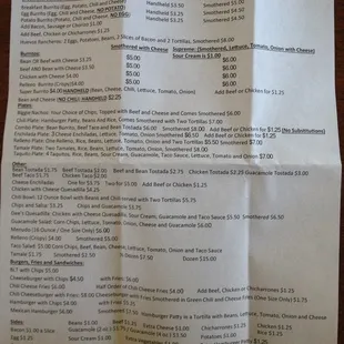 The menu
