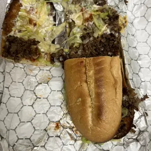 Cheesesteak with lettuce  mayonnaise + American cheese