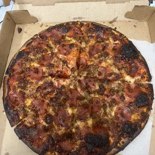 Pepperoni &amp; Sausage Pizza - Extra Well Done