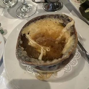 Food was good except for the French onion soup. Very disappointed as it was very watery. Would not recommend ordering this dish.
