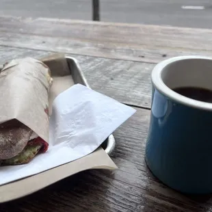 Sandwich and coffee