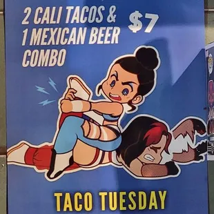 Taco Tuesday - 2 tacos and a beer for $7