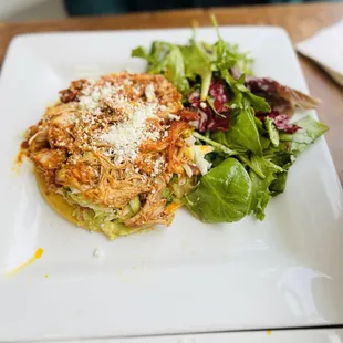 Tostada with Chicken Pibil
