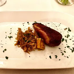 seared duck breast + duck leg confit