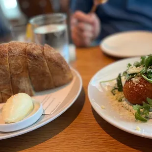 two plates of food on a table