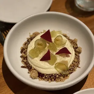 Texas goat cheese mousse with apples, beets and caraway stable