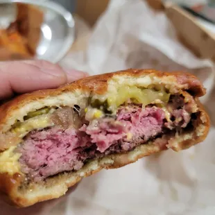 This burger is something you'd get at a fancy steakhouse, worth it... needs a better side than chips but w.e. who's complaining