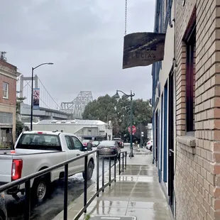 Storefront w/ view of Carquinez Bridge