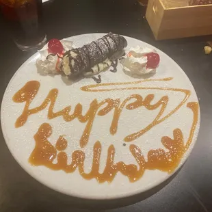  a plate with a dessert on it