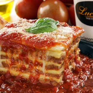 a slice of lasagna