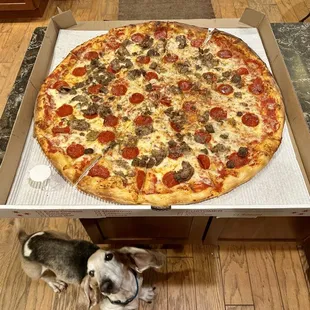 24" meat trio - had to use the avid basset for scale.  Big pie