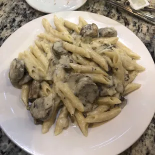 Sausage &amp; Peppers in fettuccini Alfredo special