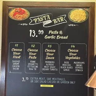 Pasta menu