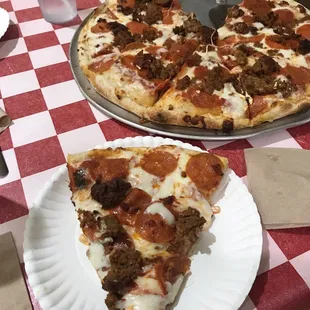 Meatball and pepperoni freshly made pizza!