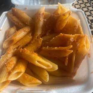 Pasta Luciano with "heavy sauce"...dusting...