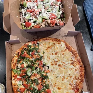 Chicken Tikka/Tropicana pizza and Greek Salad!