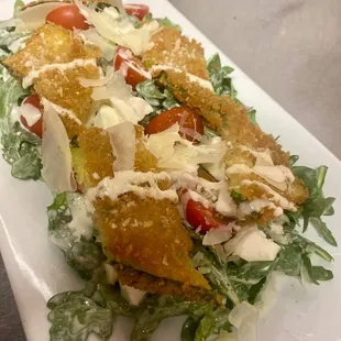 Arugula  Ceasar Salad with hand fried Zucchini