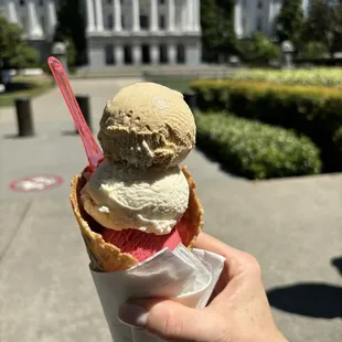 Salted caramel, coconut almond, and red flavor