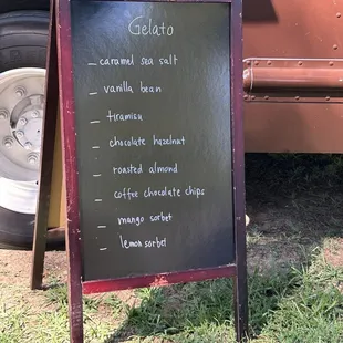 Gelato flavors offered