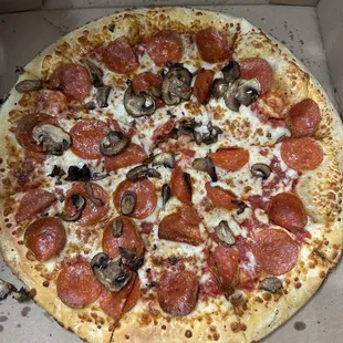 Large pepperoni and mushroom