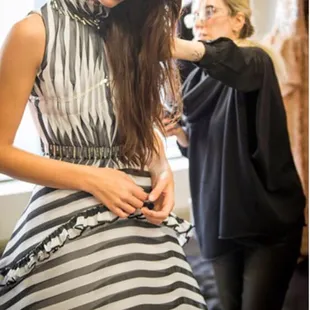 Nataliya 'Lucia' Meyer working on custom design. Shelby Smith Kansas City's premier model. Photo by Gene 'most fantastic' Starr.