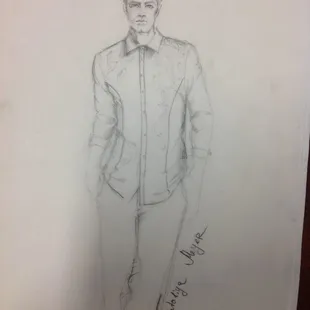 Men's shirt and pants designed and sketched by Nataliya Lucia Meyer.