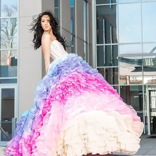 Rainbow dress designed, sketched, and sewn by Nataliya Lucia Meyer.