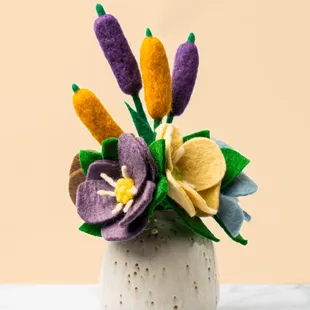 Beautiful felt flowers handmade in Nepal. Create your own bouquet!