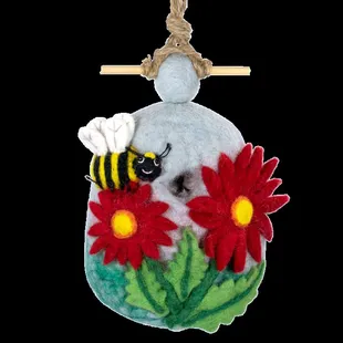Felted Bee and Flower Birdhouse